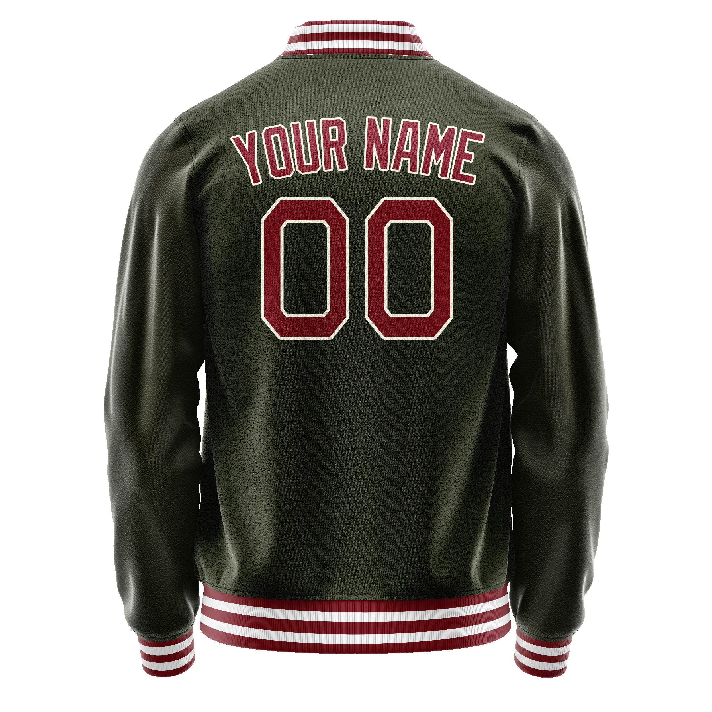 Custom Olive Red Solid Color Varsity Letterman Jacket sold by Tailorly product image thumbnail 3