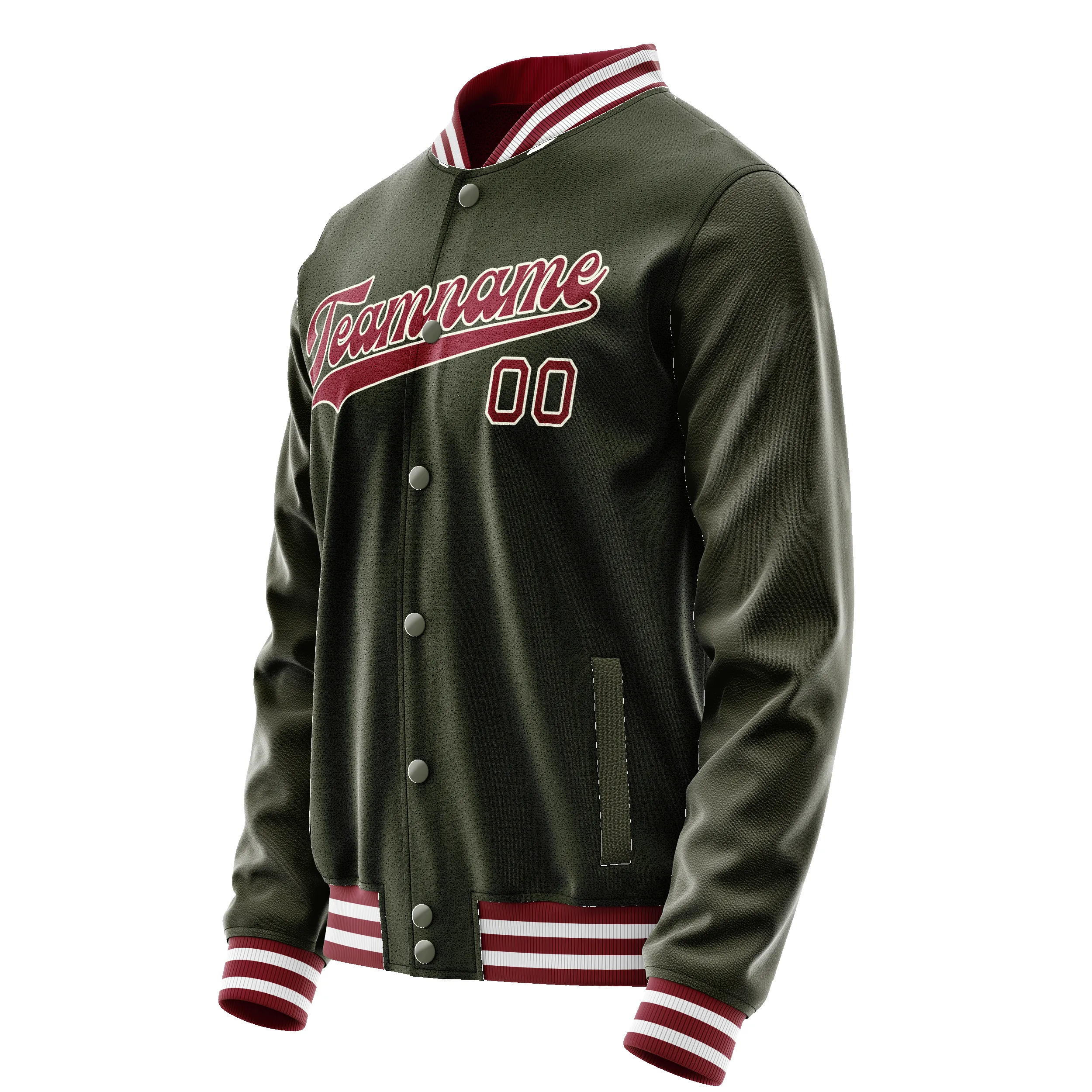 Custom Olive Red Solid Color Varsity Letterman Jacket sold by Tailorly product image thumbnail 4