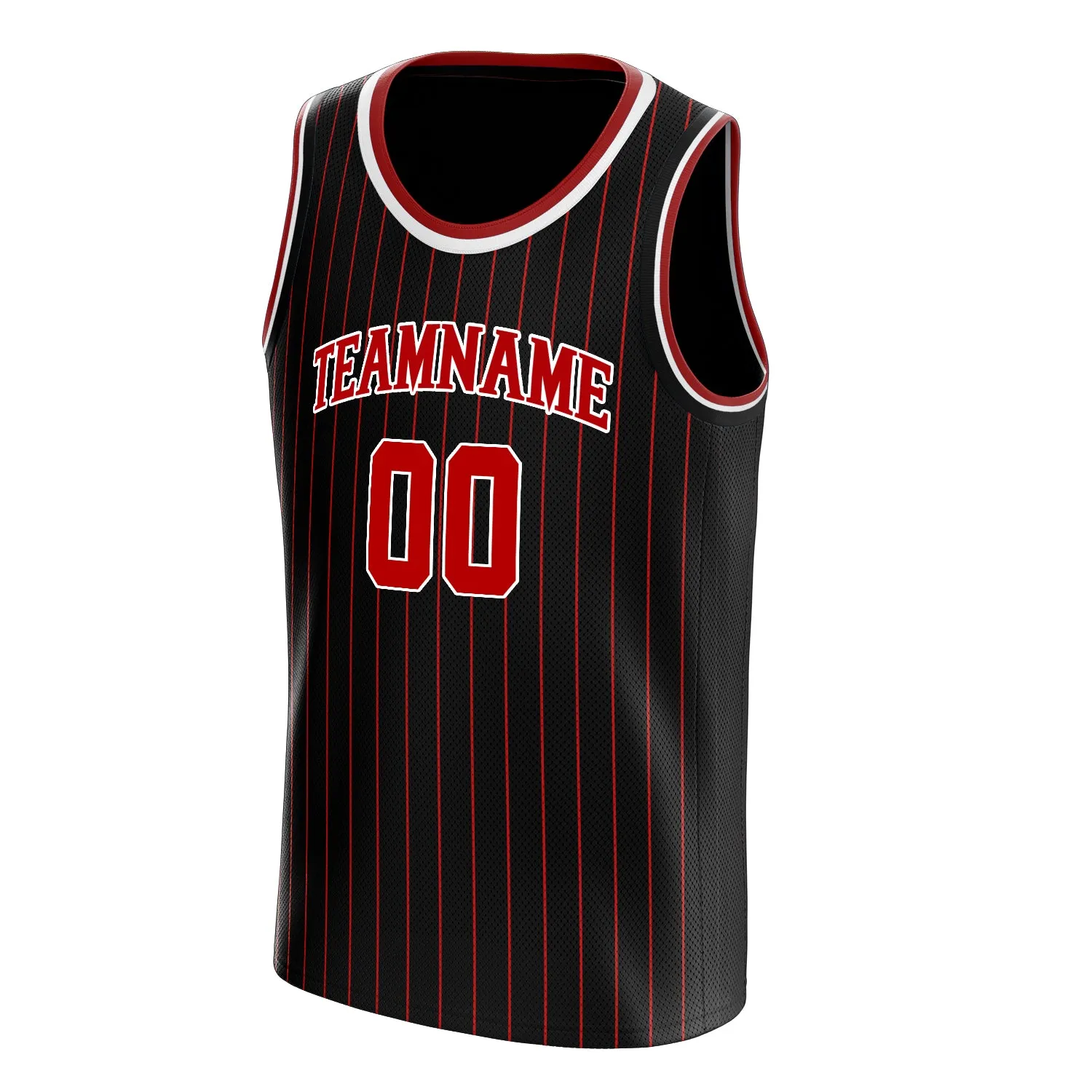 Custom Black Red Red-Pinstripe Basketball Jersey sold by Tailorly product image thumbnail 3