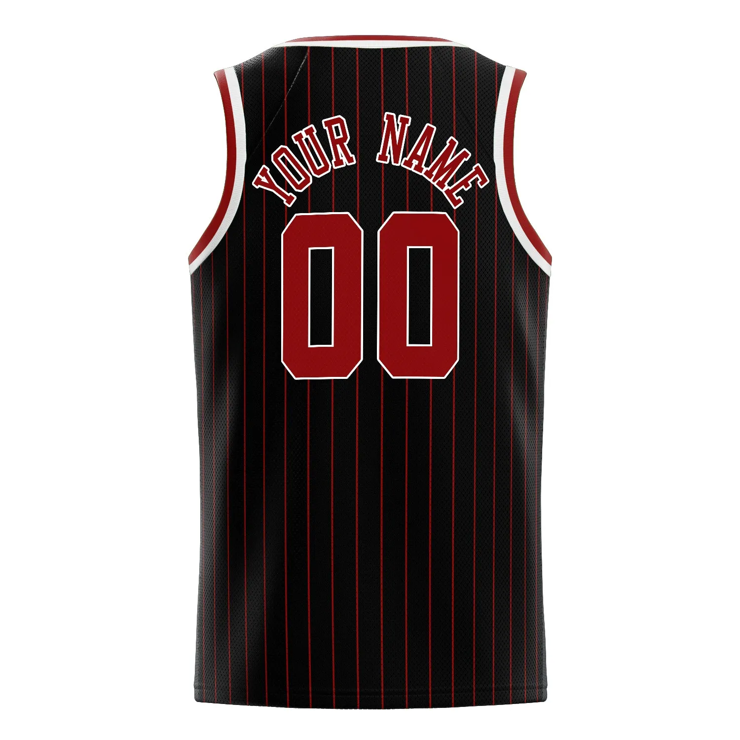 Custom Black Red Red-Pinstripe Basketball Jersey sold by Tailorly product image thumbnail 4