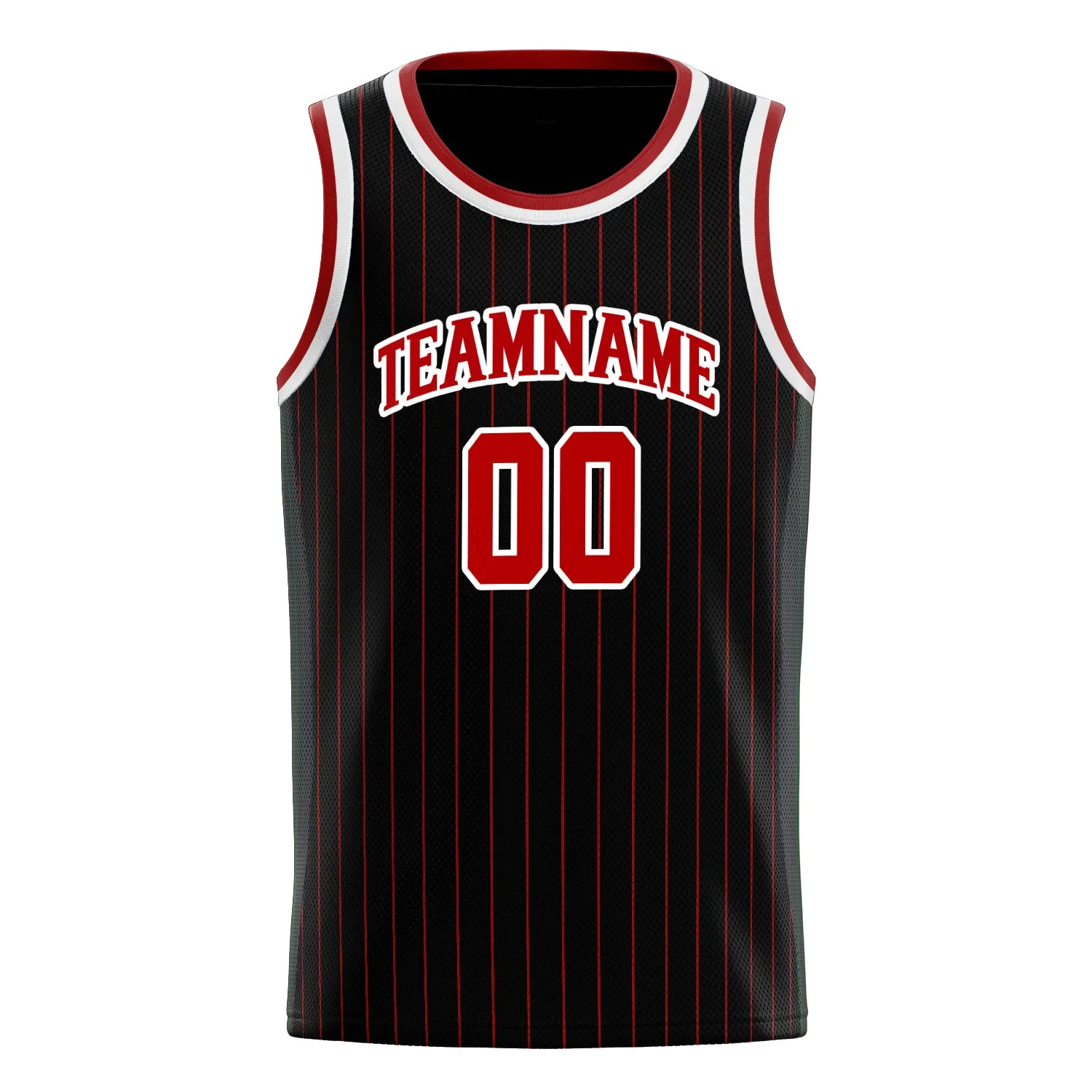Custom Black Red Red-Pinstripe Basketball Jersey sold by Tailorly product image thumbnail 2