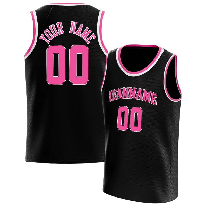 Custom Black Pink Solid-Color Basketball Jersey sold by Tailorly