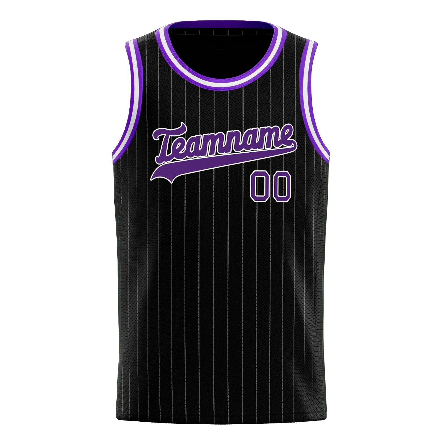 Custom Black Purple White-Pinstripe Basketball Jersey sold by Tailorly product image thumbnail 2