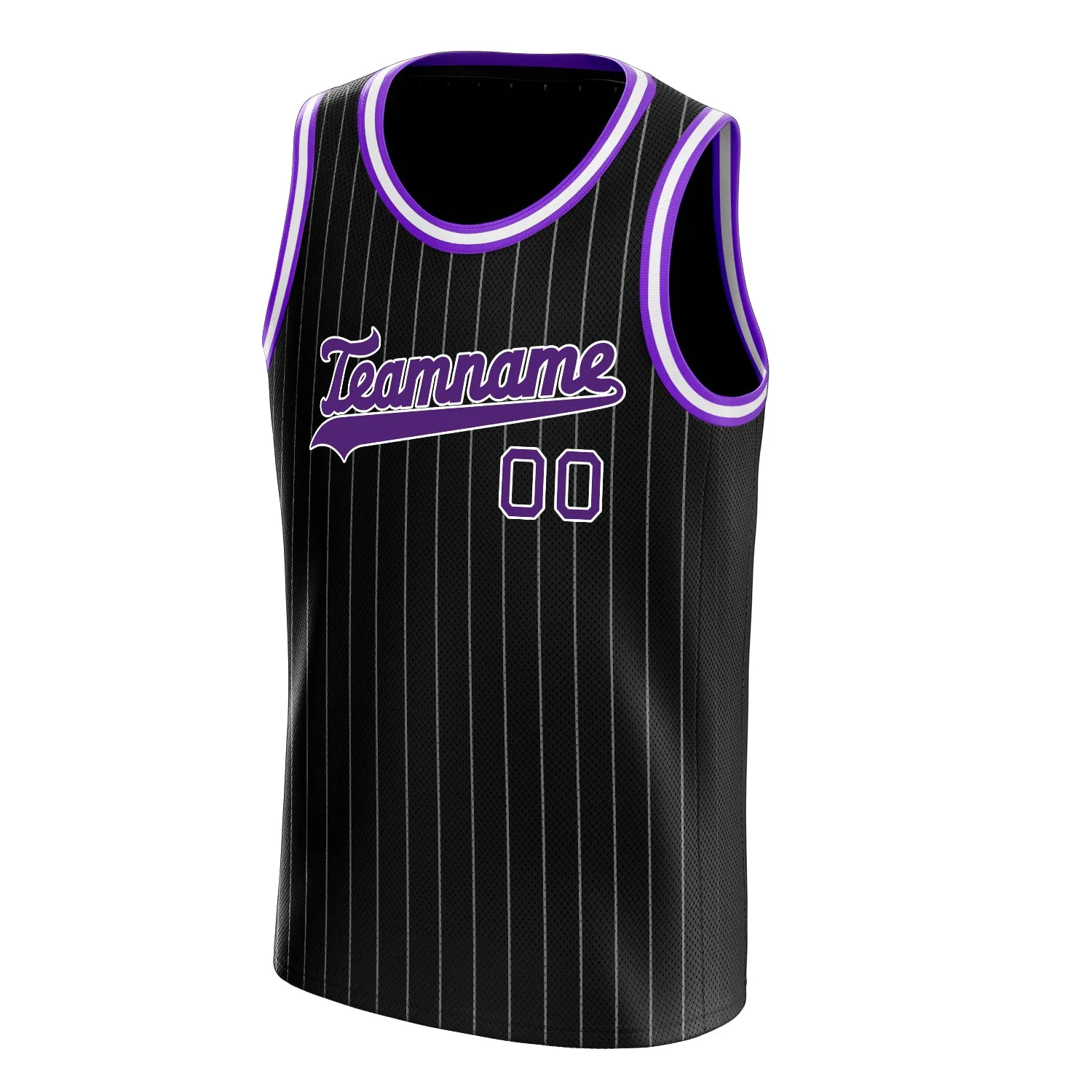 Custom Black Purple White-Pinstripe Basketball Jersey sold by Tailorly product image thumbnail 3