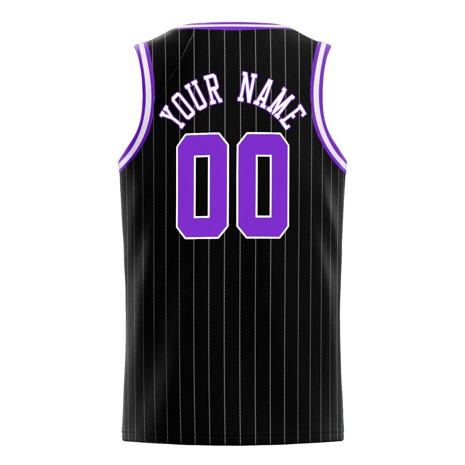 Custom Black Purple White-Pinstripe Basketball Jersey sold by Tailorly product image thumbnail 4