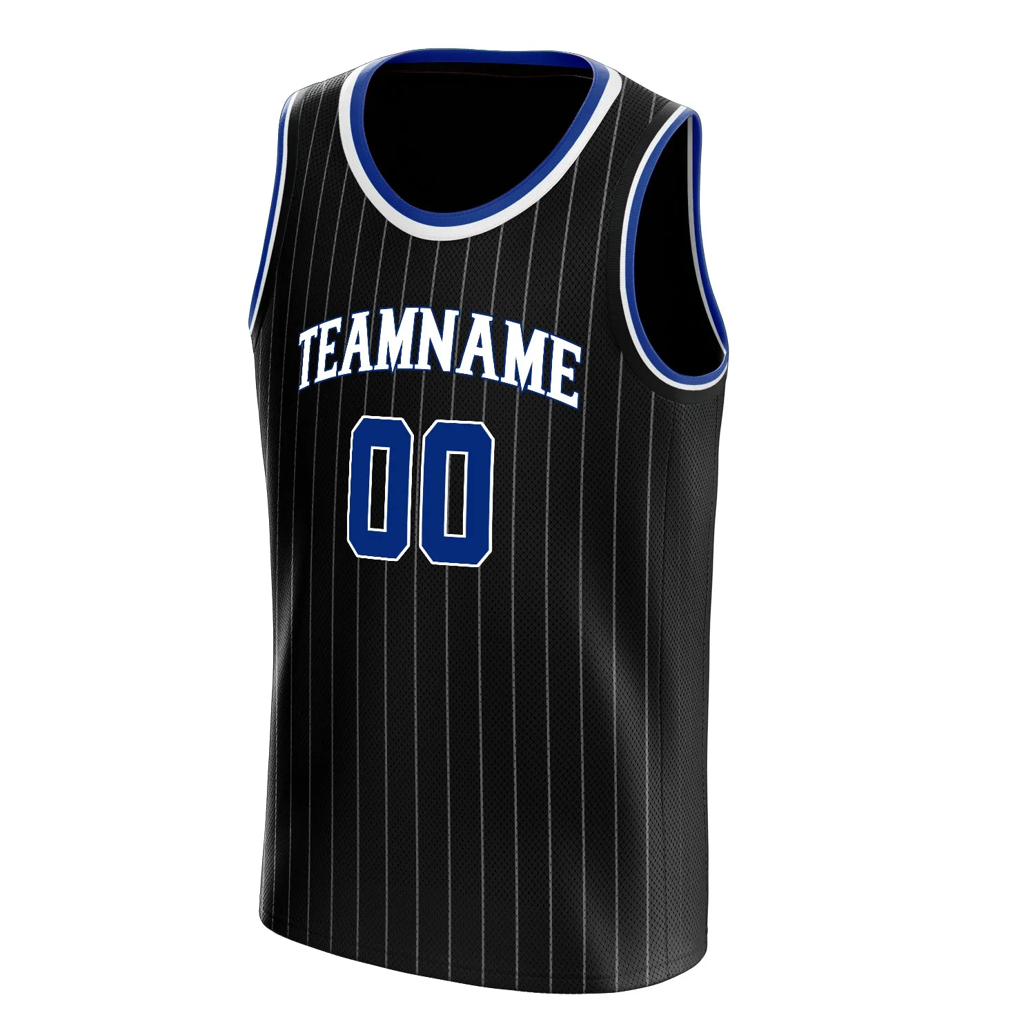 Custom Black Royal White-Pinstripe Basketball Jersey sold by Tailorly product image thumbnail 3