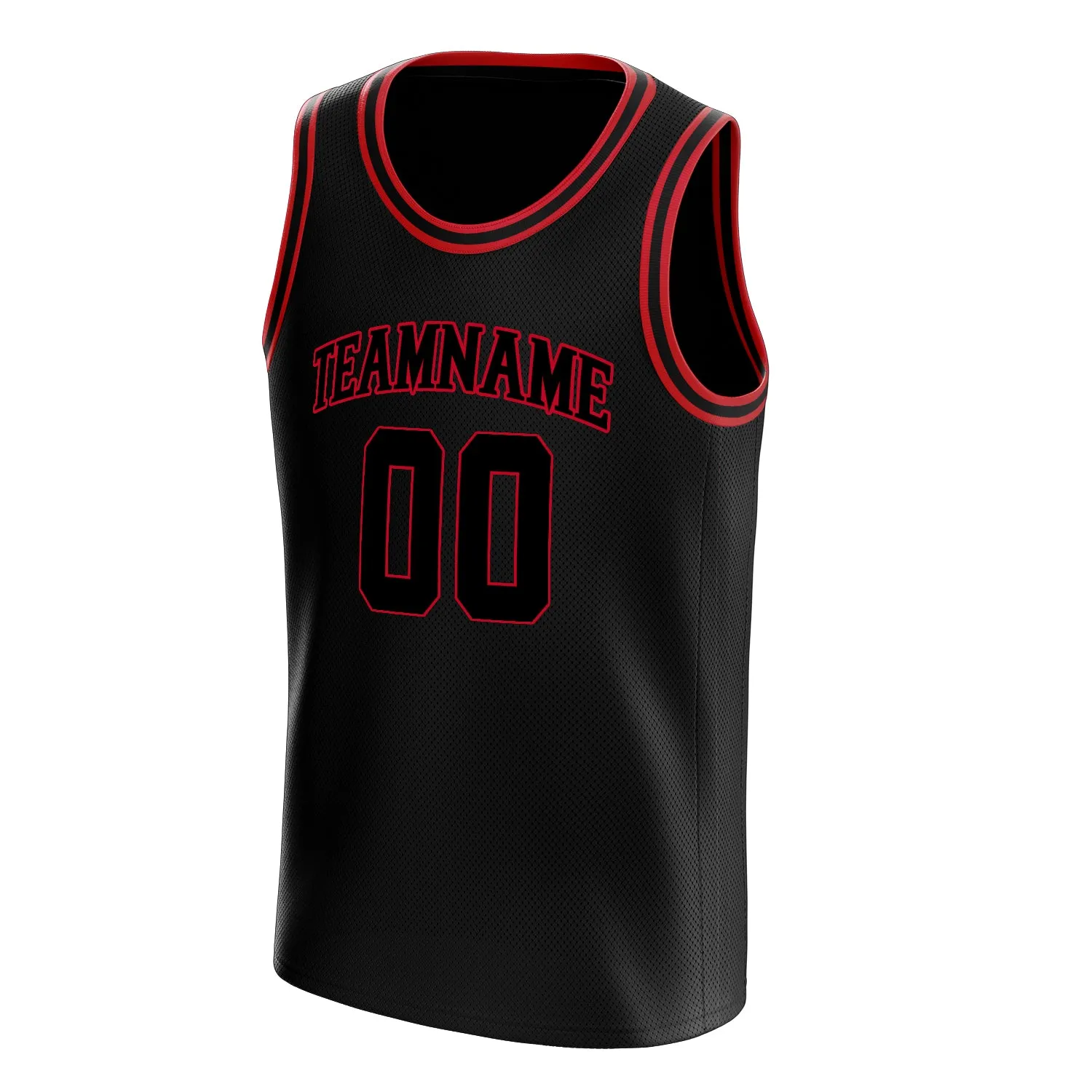 Custom Black Red Solid-Color Basketball Jersey sold by Tailorly product image thumbnail 3