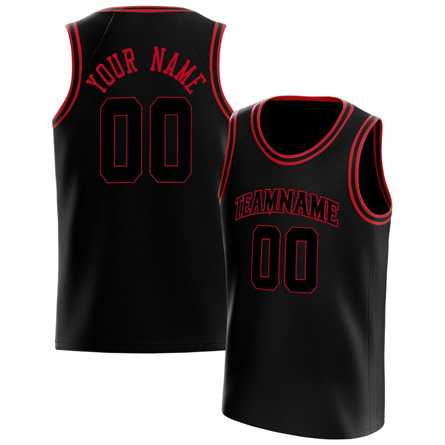 Custom Black Red Solid-Color Basketball Jersey sold by Tailorly