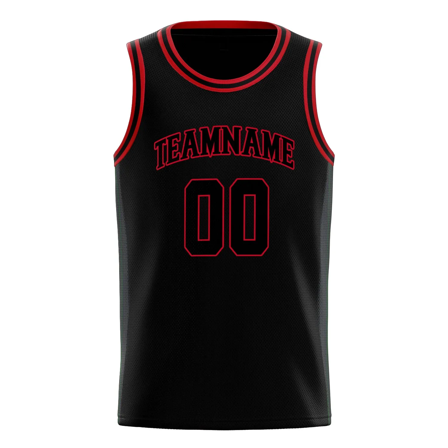 Custom Black Red Solid-Color Basketball Jersey sold by Tailorly product image thumbnail 2