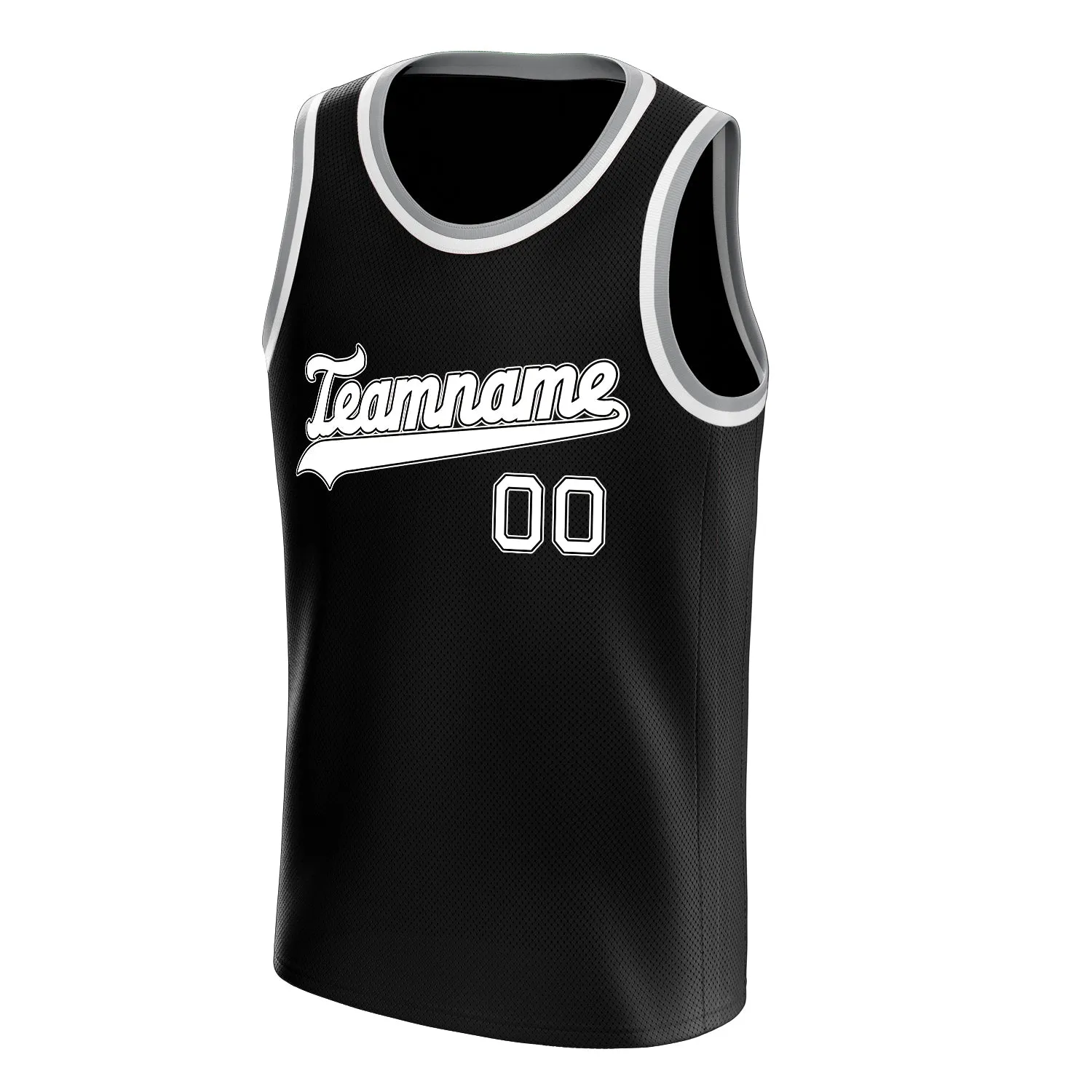 Custom Black White Solid-Color Basketball Jersey sold by Tailorly product image thumbnail 3
