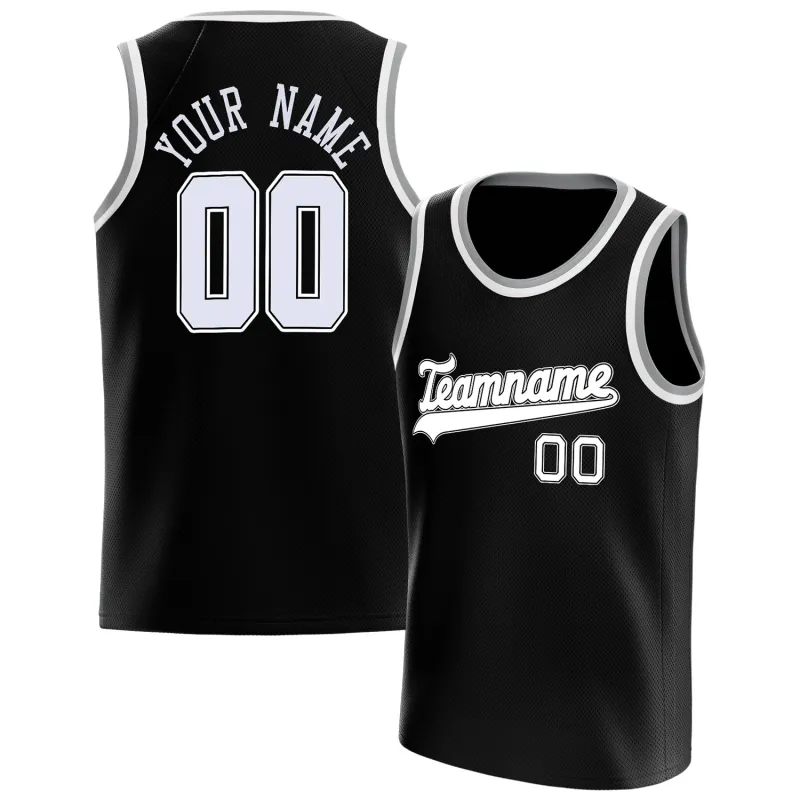 Custom Black White Solid-Color Basketball Jersey sold by Tailorly