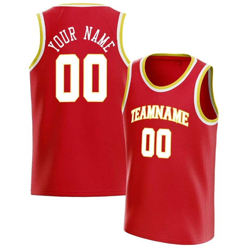 Custom Red White Solid-Color Basketball Jersey sold by Tailorly