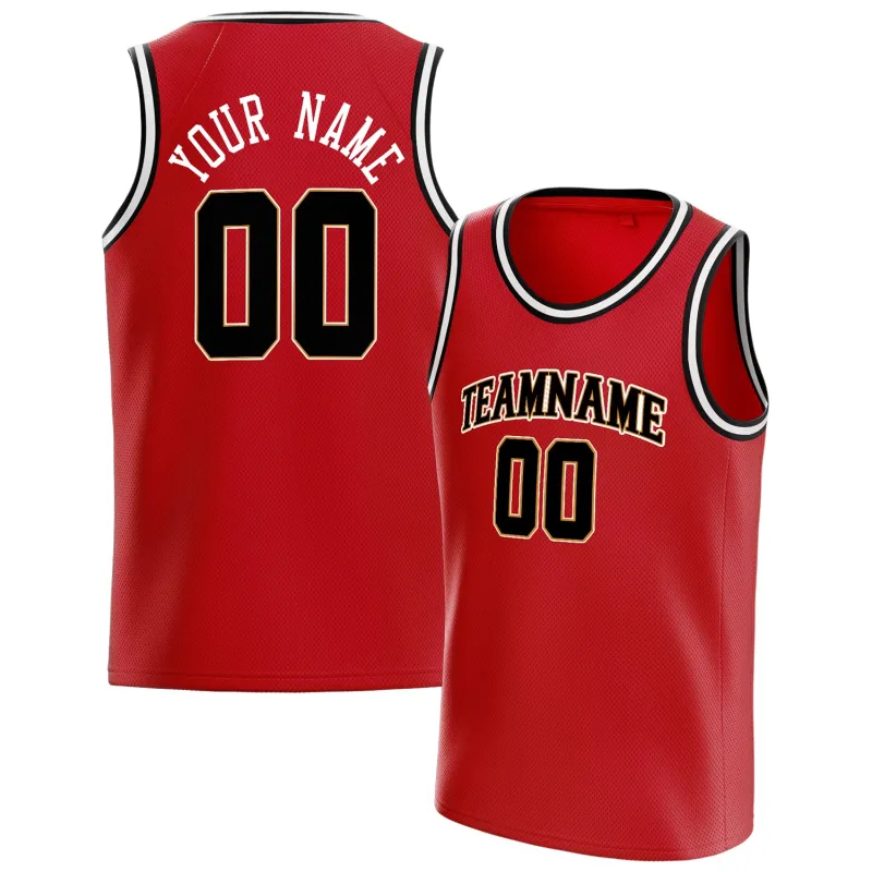 Custom Red Black Solid-Color Basketball Jersey sold by Tailorly