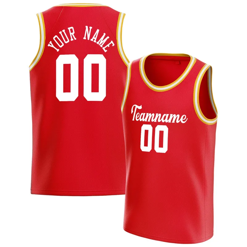 Custom Red White Solid-Color Basketball Jersey sold by Tailorly