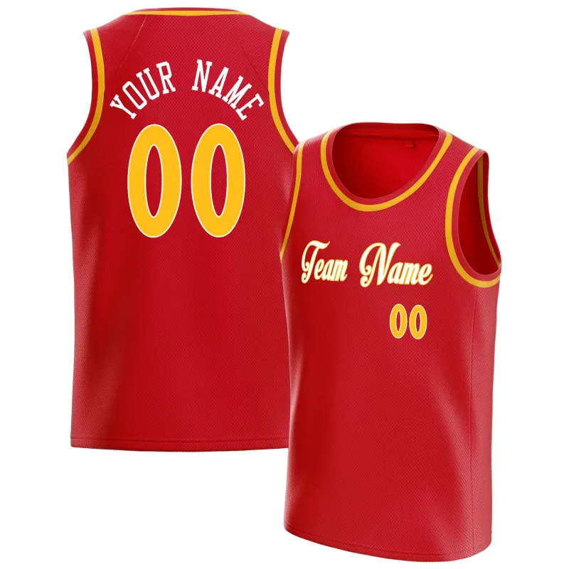 Custom Red Gold Solid-Color Basketball Jersey sold by Tailorly