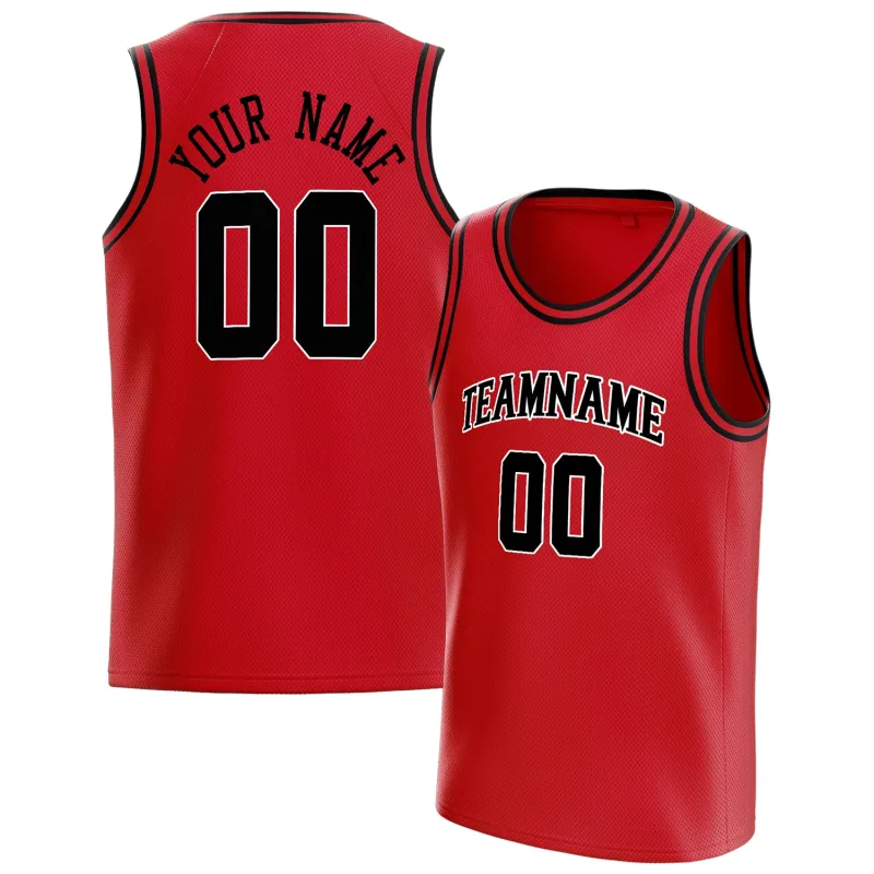 Custom Red Black Solid-Color Basketball Jersey sold by Tailorly