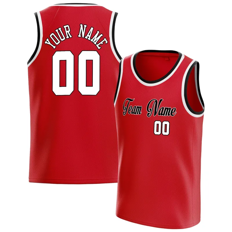 Custom Red White Solid-Color Basketball Jersey sold by Tailorly