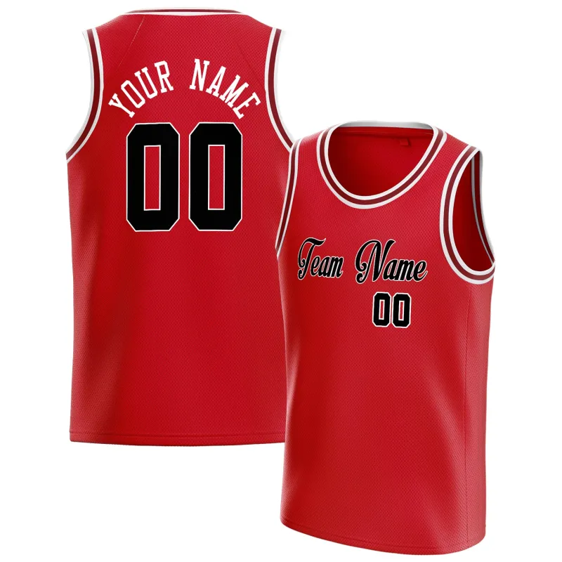 Custom Red Black Solid-Color Basketball Jersey sold by Tailorly