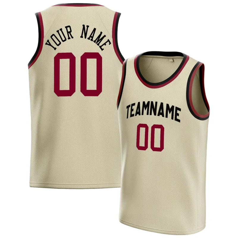 Custom Cream Red Solid-Color Basketball Jersey made by Tailorly