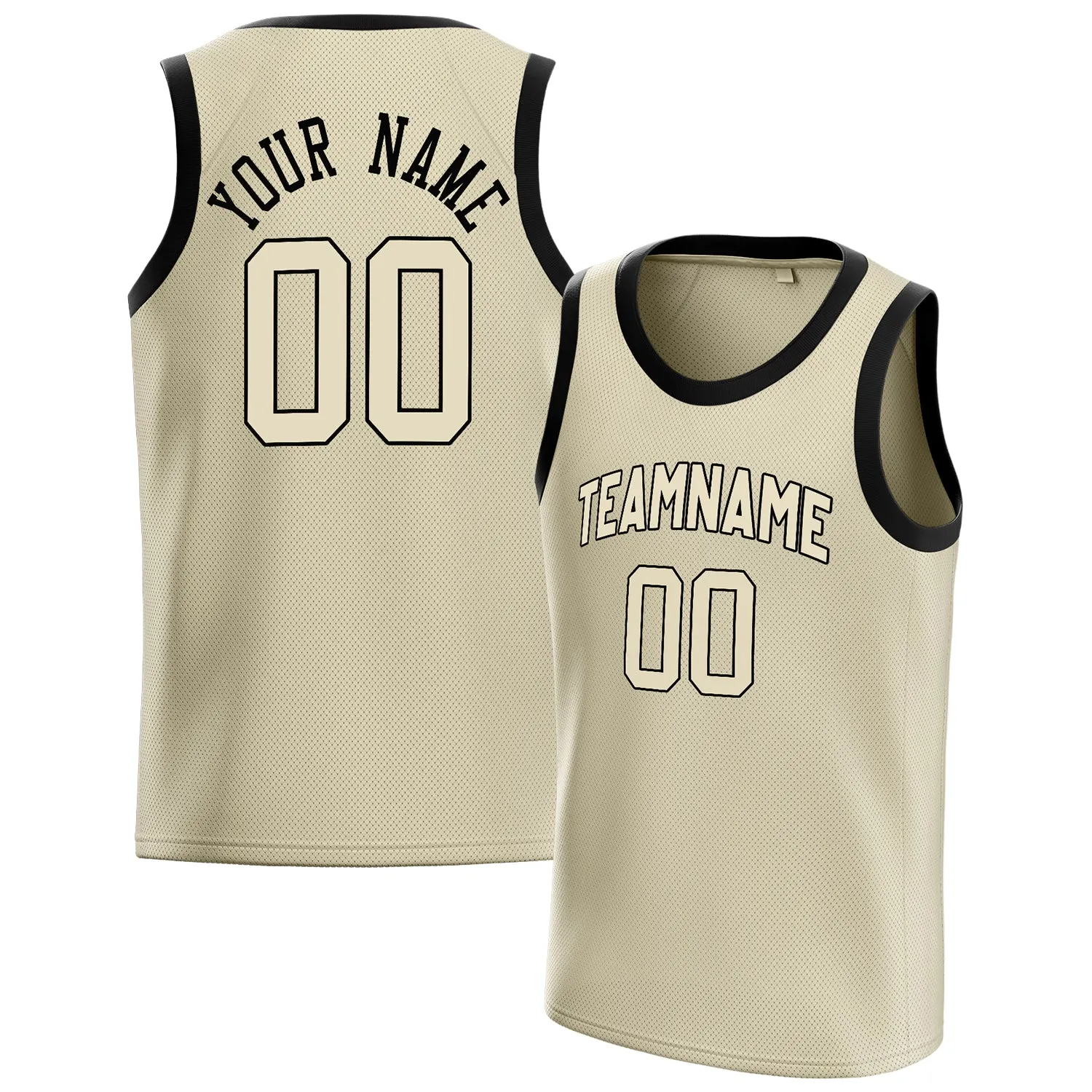 Custom Cream Black Solid-Color Basketball Jersey sold by Tailorly