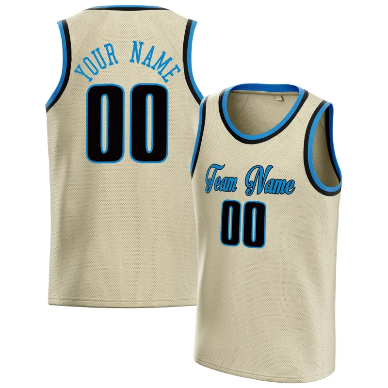 Custom Cream Blue Solid-Color Basketball Jersey sold by Tailorly