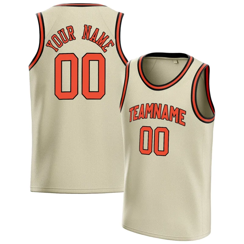 Custom Cream Orange Solid-Color Basketball Jersey sold by Tailorly