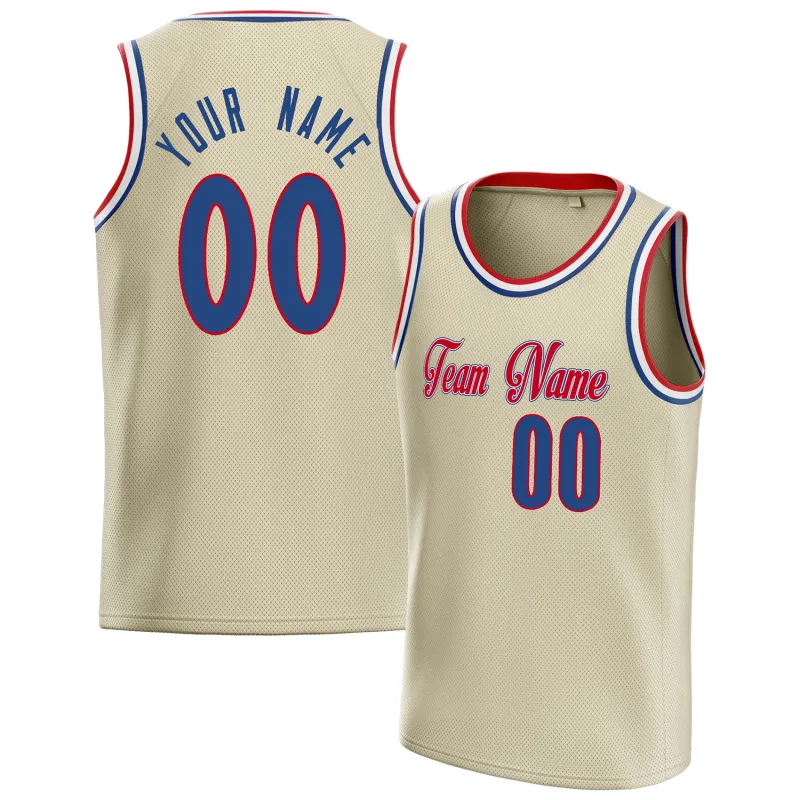 Custom Cream Royal Solid-Color Basketball Jersey made by Tailorly