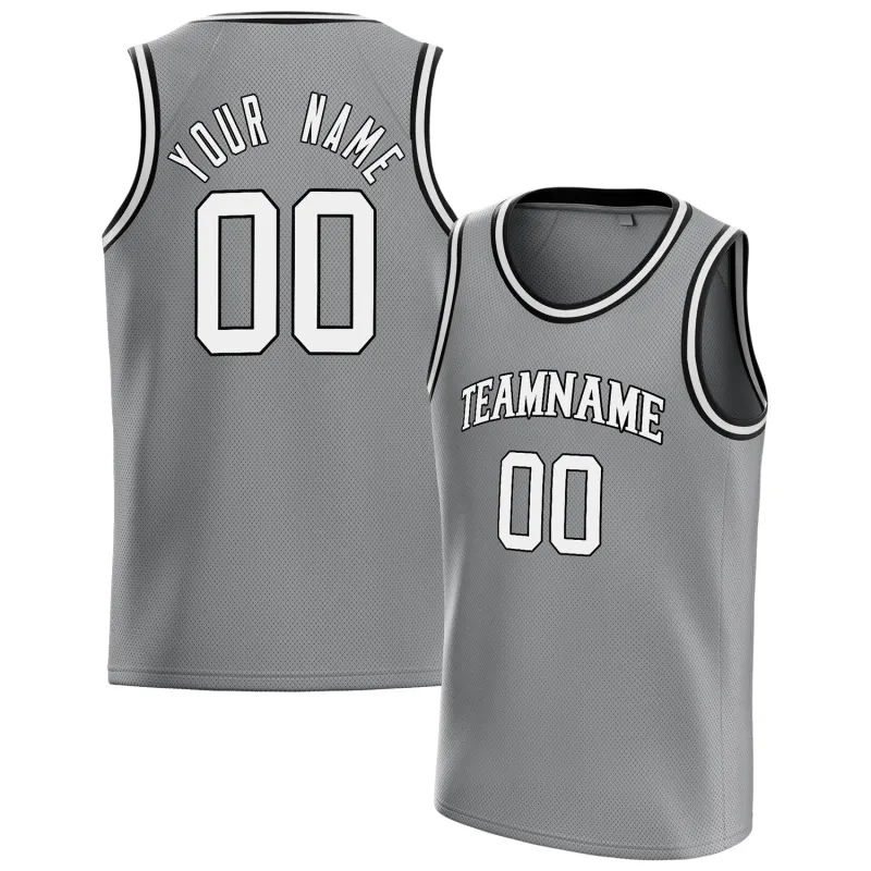 Custom Gray White Solid-Color Basketball Jersey sold by Tailorly