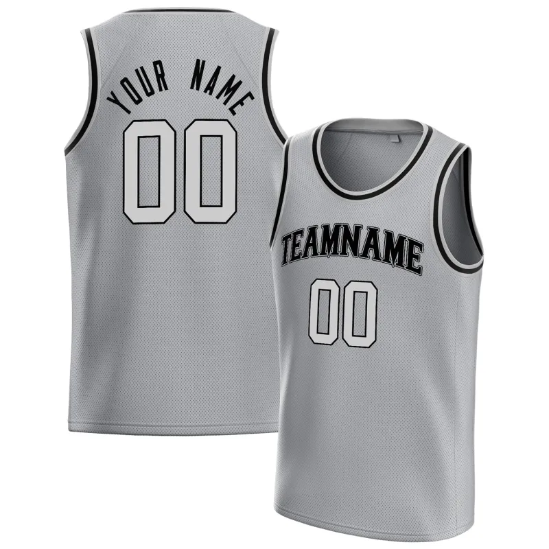 Custom Gray Black Solid-Color Basketball Jersey sold by Tailorly