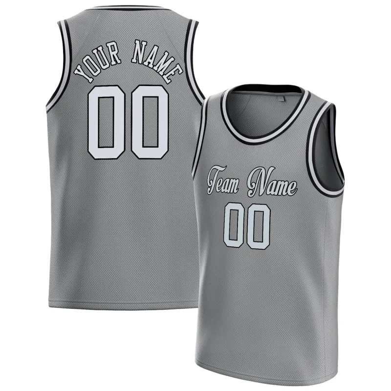 Custom Gray White Solid-Color Basketball Jersey sold by Tailorly