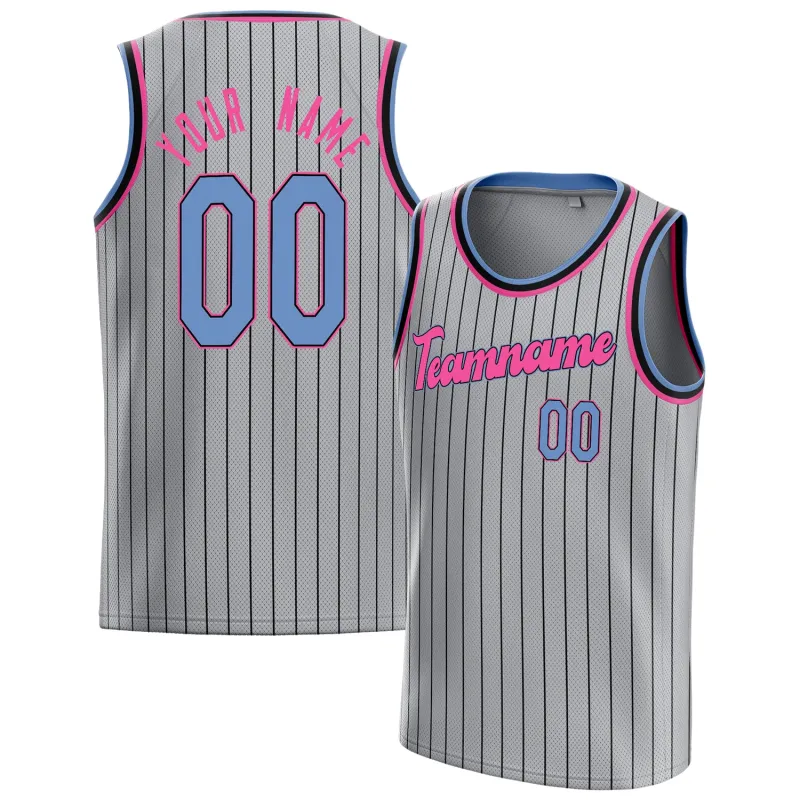 Custom Gray Light-Blue Solid-Color Basketball Jersey sold by Tailorly