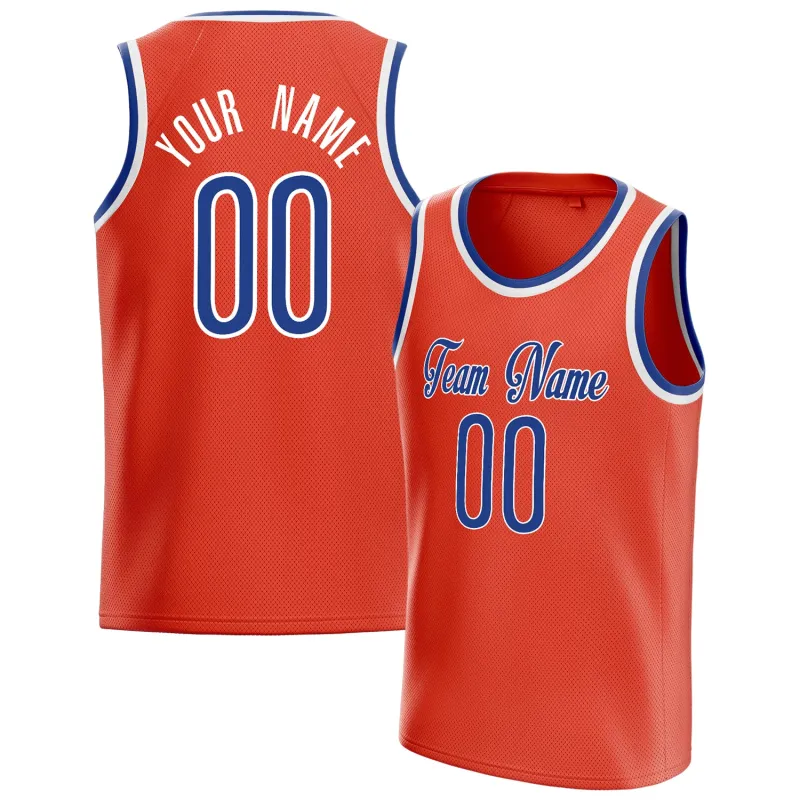 Custom Orange Royal Solid-Color Basketball Jersey made by Tailorly