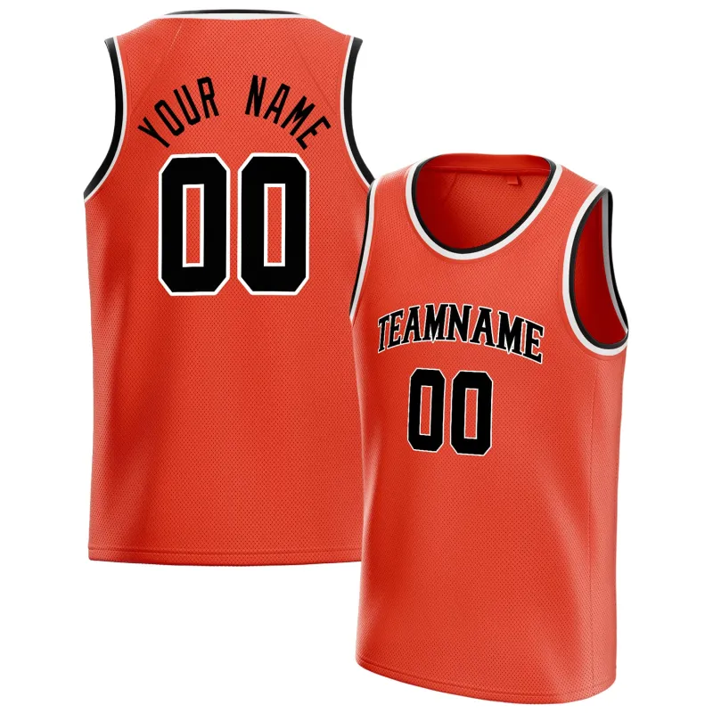 Custom Orange Black Solid-Color Basketball Jersey sold by Tailorly