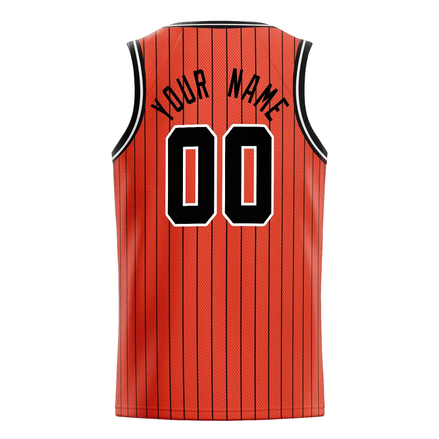 Custom Orange Black Black-Pinstripe Basketball Jersey sold by Tailorly product image thumbnail 4
