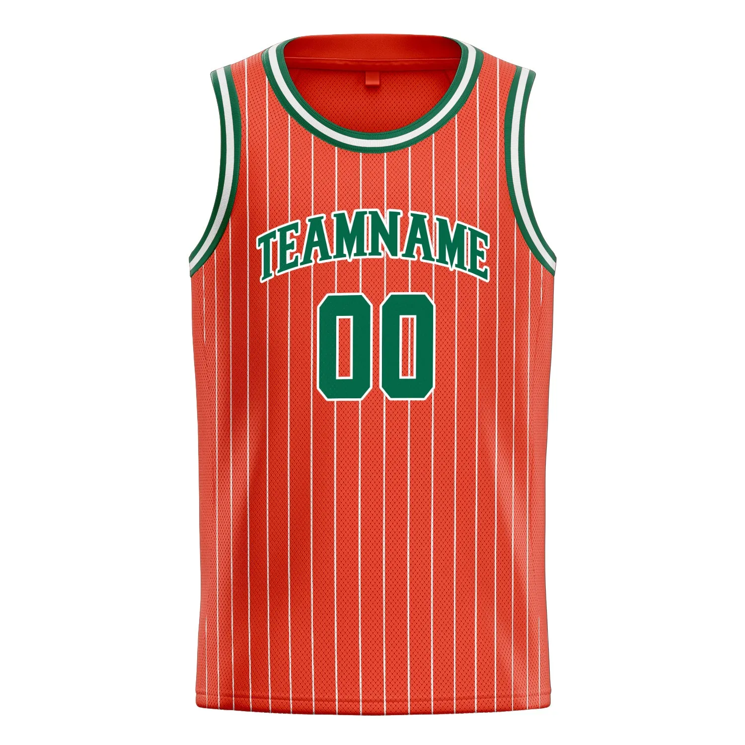 Custom Orange Kelly-Green White-Pinstripe Basketball Jersey sold by Tailorly product image thumbnail 2