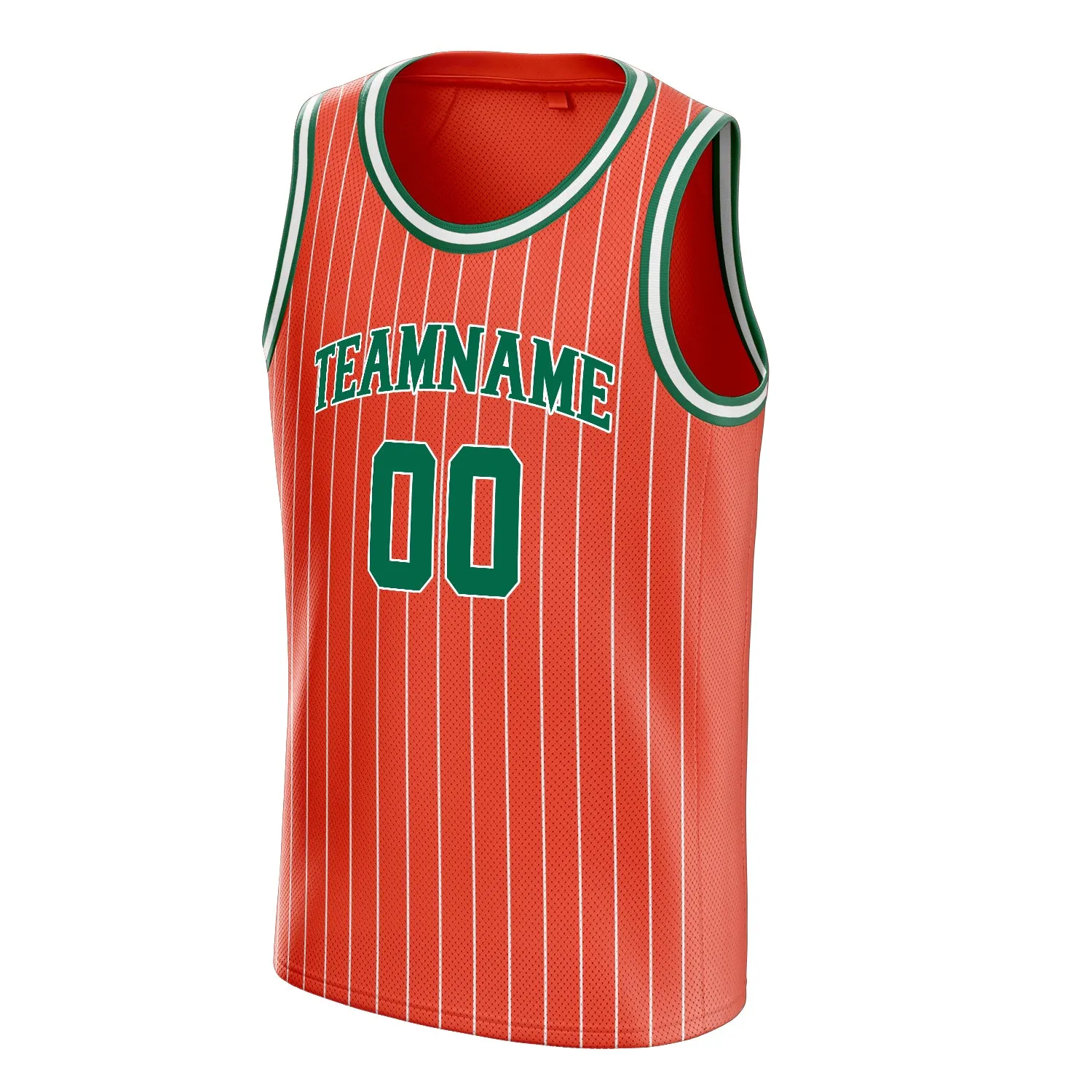 Custom Orange Kelly-Green White-Pinstripe Basketball Jersey sold by Tailorly product image thumbnail 3