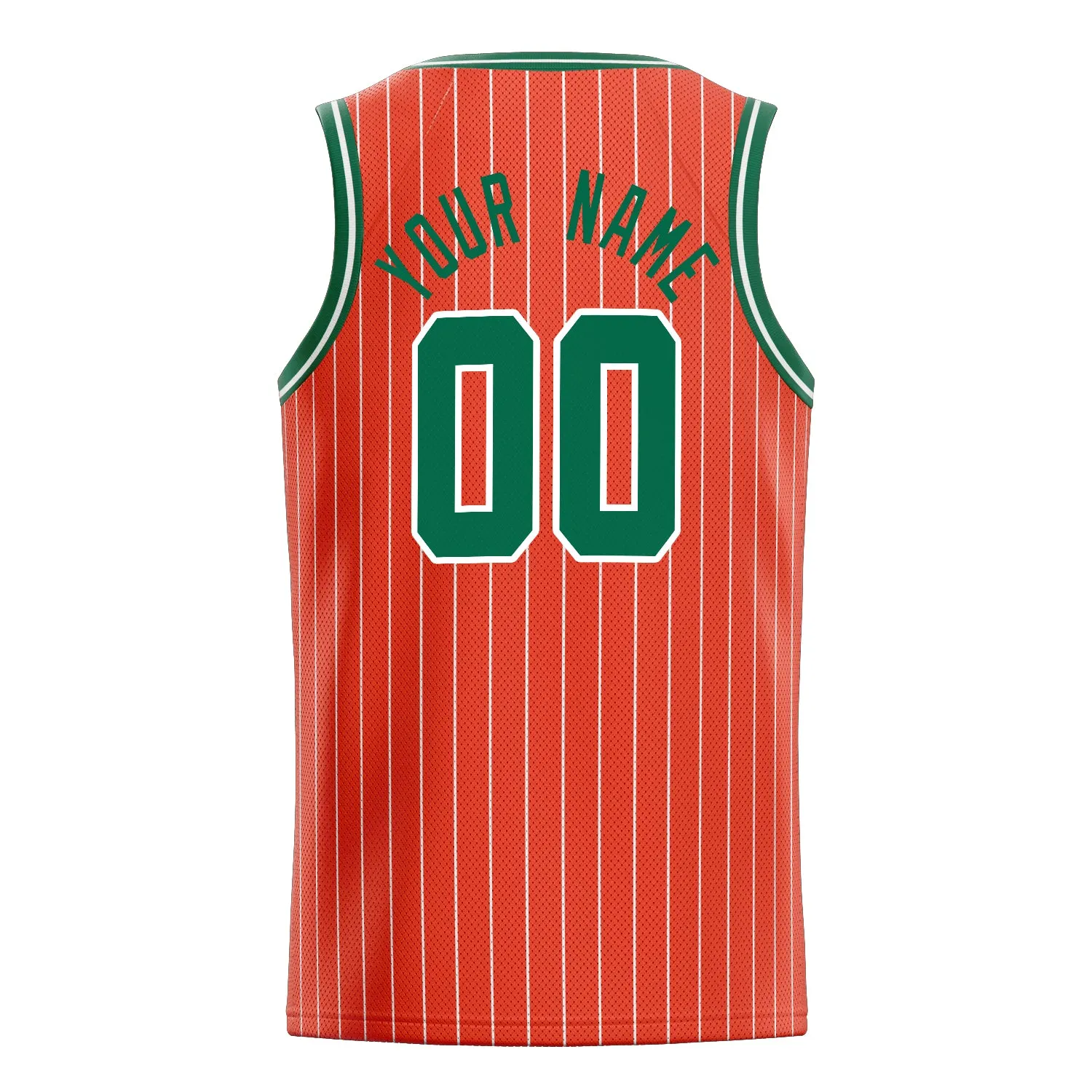 Custom Orange Kelly-Green White-Pinstripe Basketball Jersey sold by Tailorly product image thumbnail 4