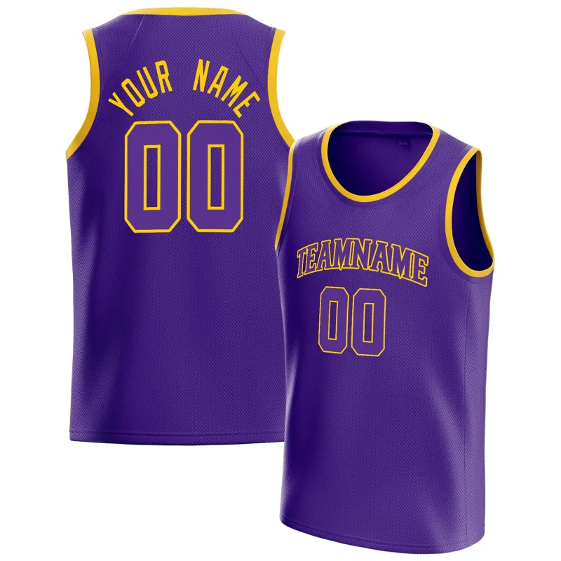 Custom Purple Gold White-Pinstripe Basketball Jersey sold by Tailorly