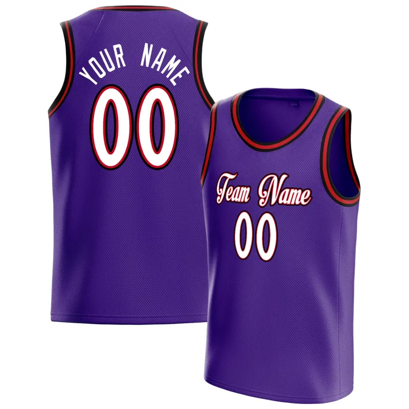 Custom Purple White White-Pinstripe Basketball Jersey made by Tailorly