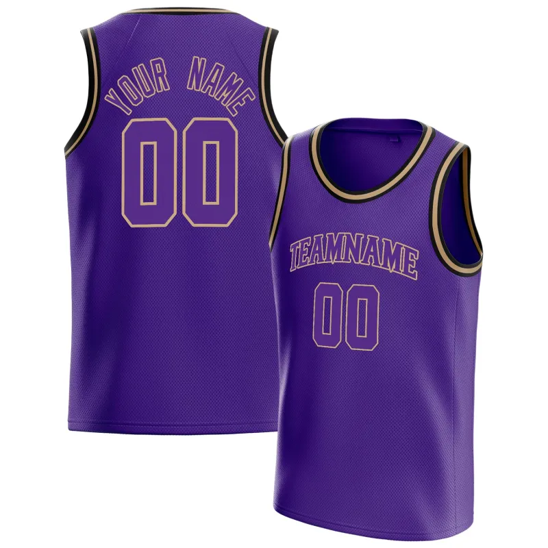 Custom Purple Old-Gold White-Pinstripe Basketball Jersey sold by Tailorly