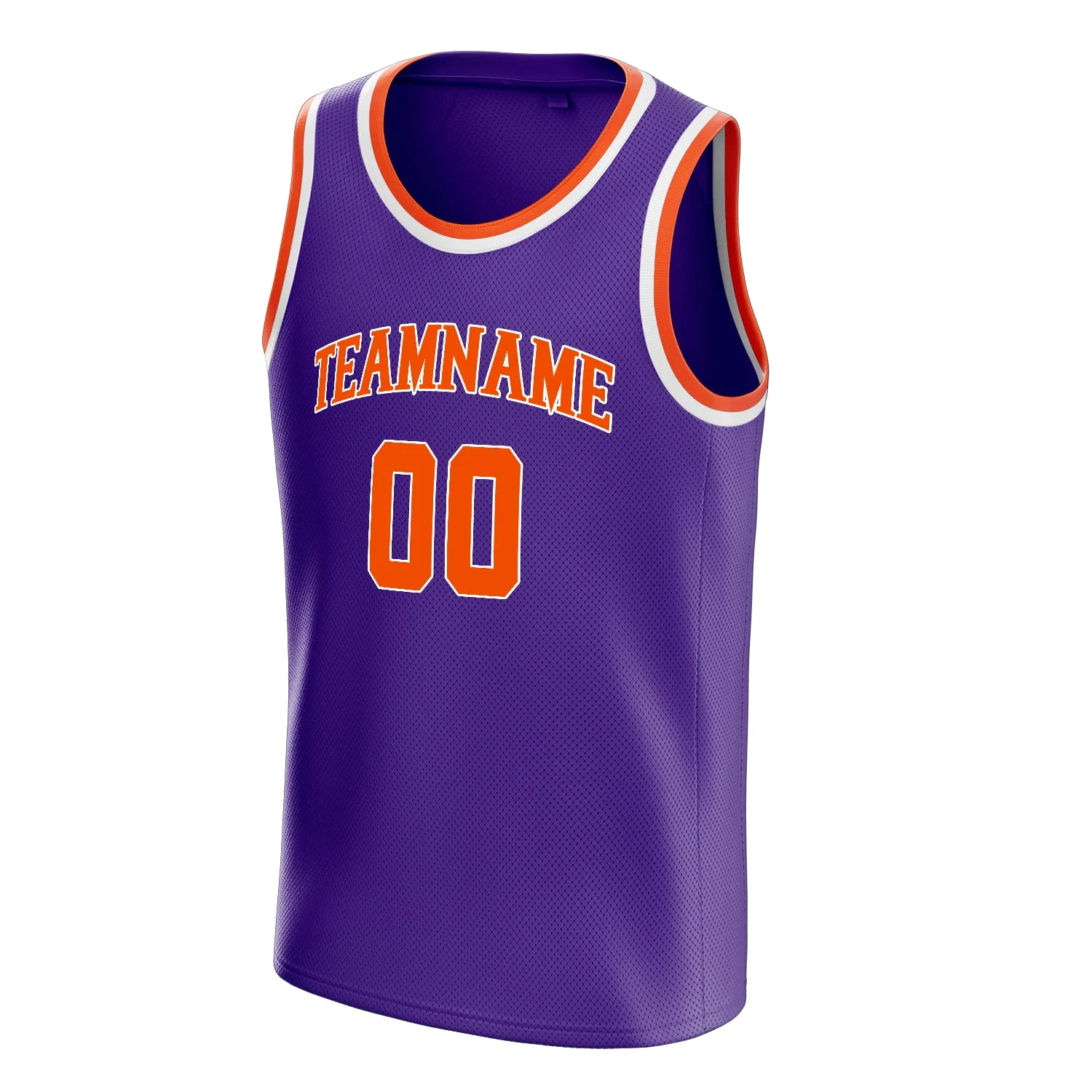 Custom Purple Orange White-Pinstripe Basketball Jersey sold by Tailorly product image thumbnail 3