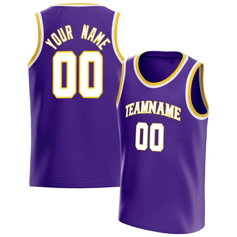 Custom Purple White White-Pinstripe Basketball Jersey sold by Tailorly