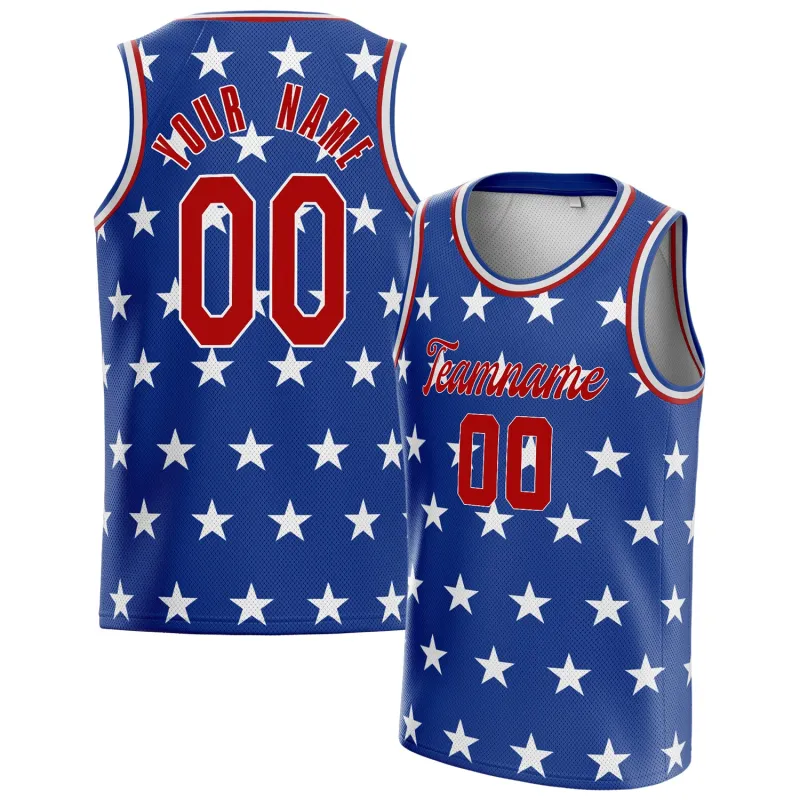 Custom Royal Red American-Flag Basketball Jersey made by Tailorly