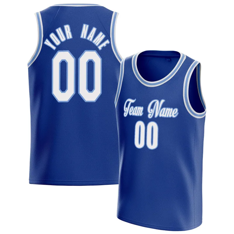 Custom Royal White Solid-Color Basketball Jersey sold by Tailorly