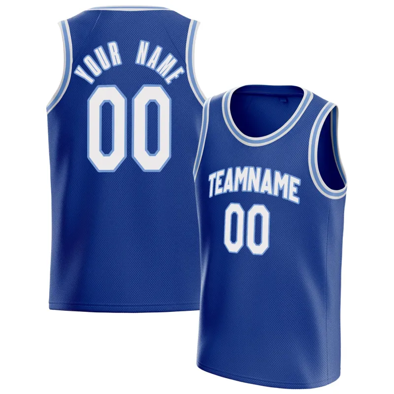 Custom Royal White Solid-Color Basketball Jersey sold by Tailorly