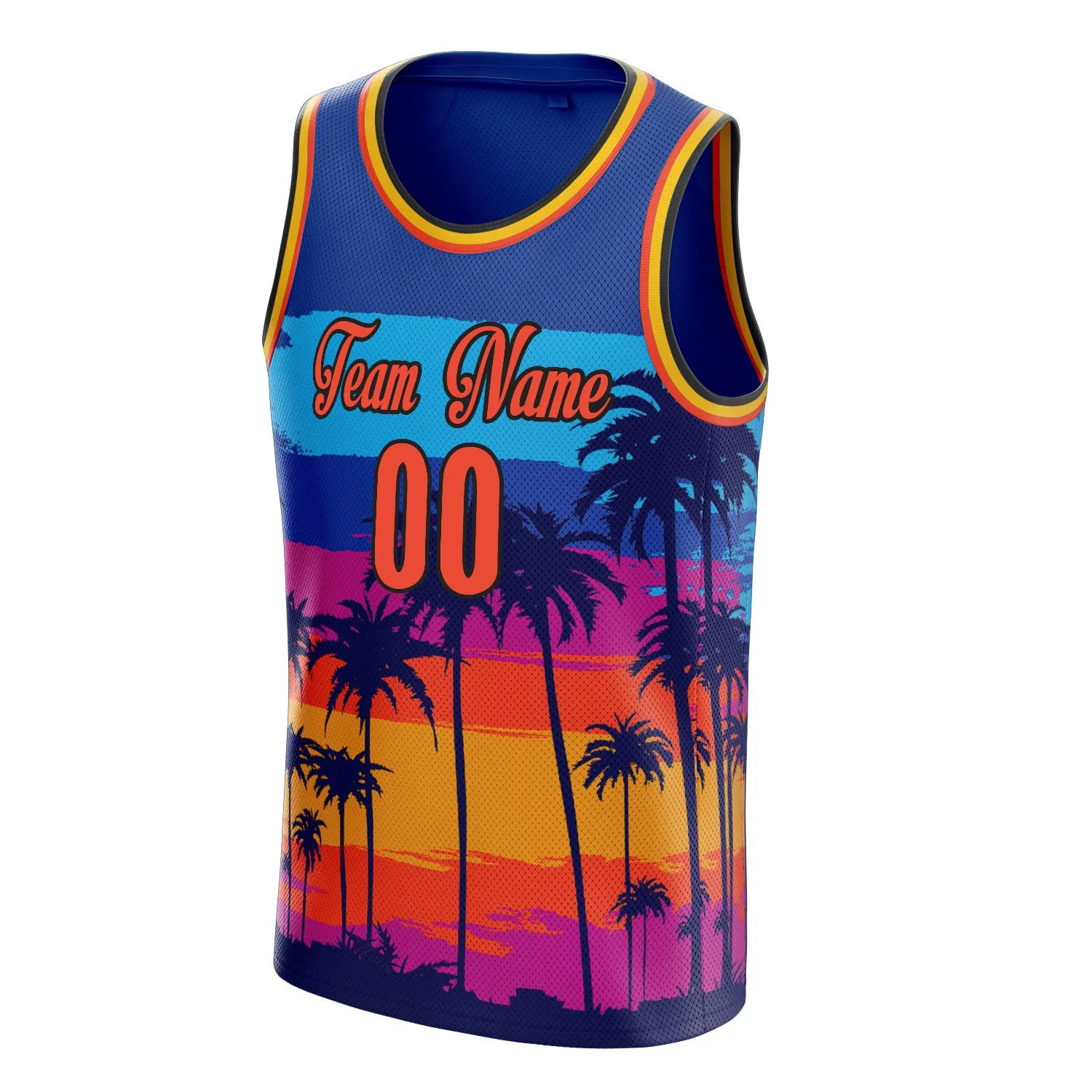 Custom Royal Orange Tropical-Hawaii-Palm-Leaves Basketball Jersey sold by Tailorly product image thumbnail 3
