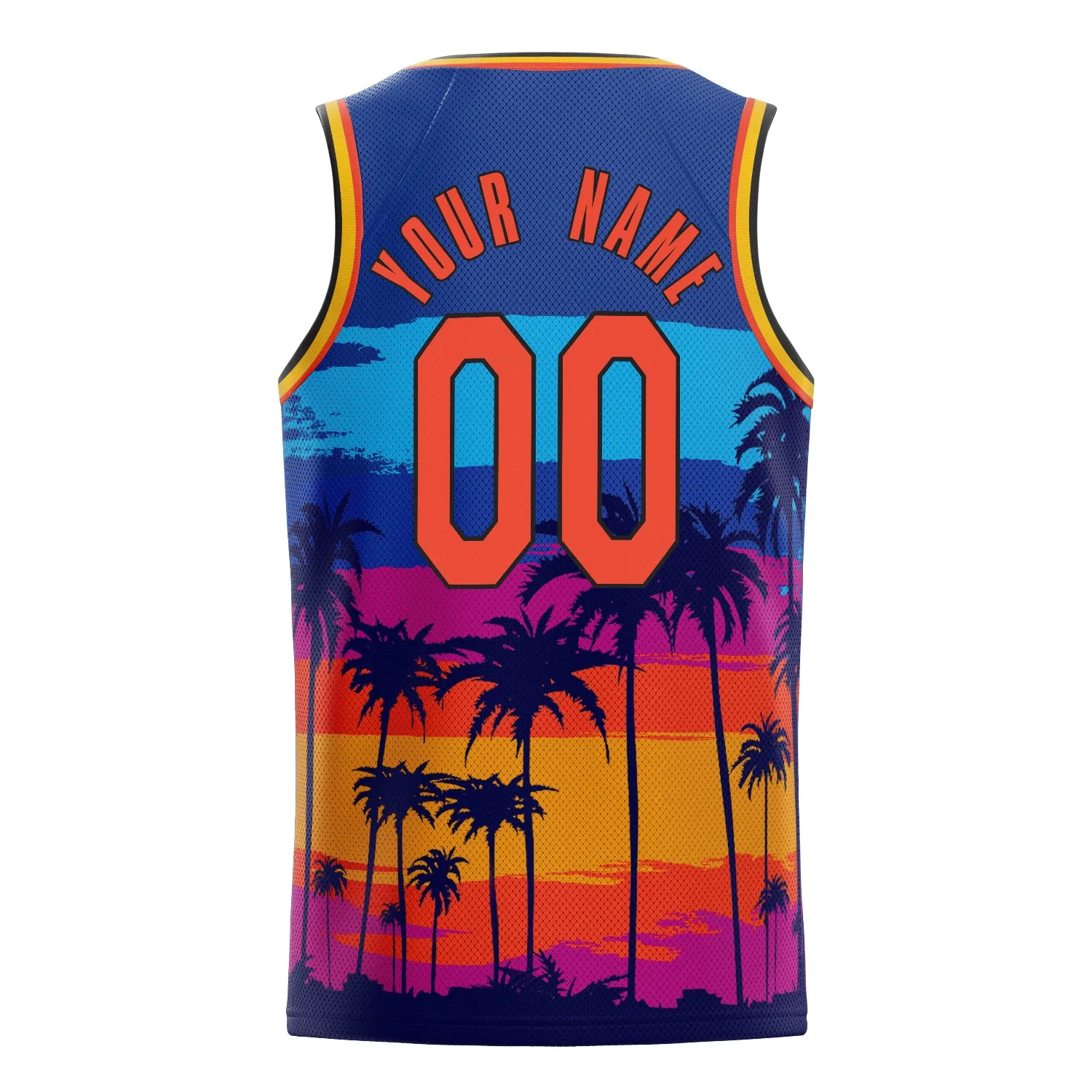 Custom Royal Orange Tropical-Hawaii-Palm-Leaves Basketball Jersey sold by Tailorly product image thumbnail 4
