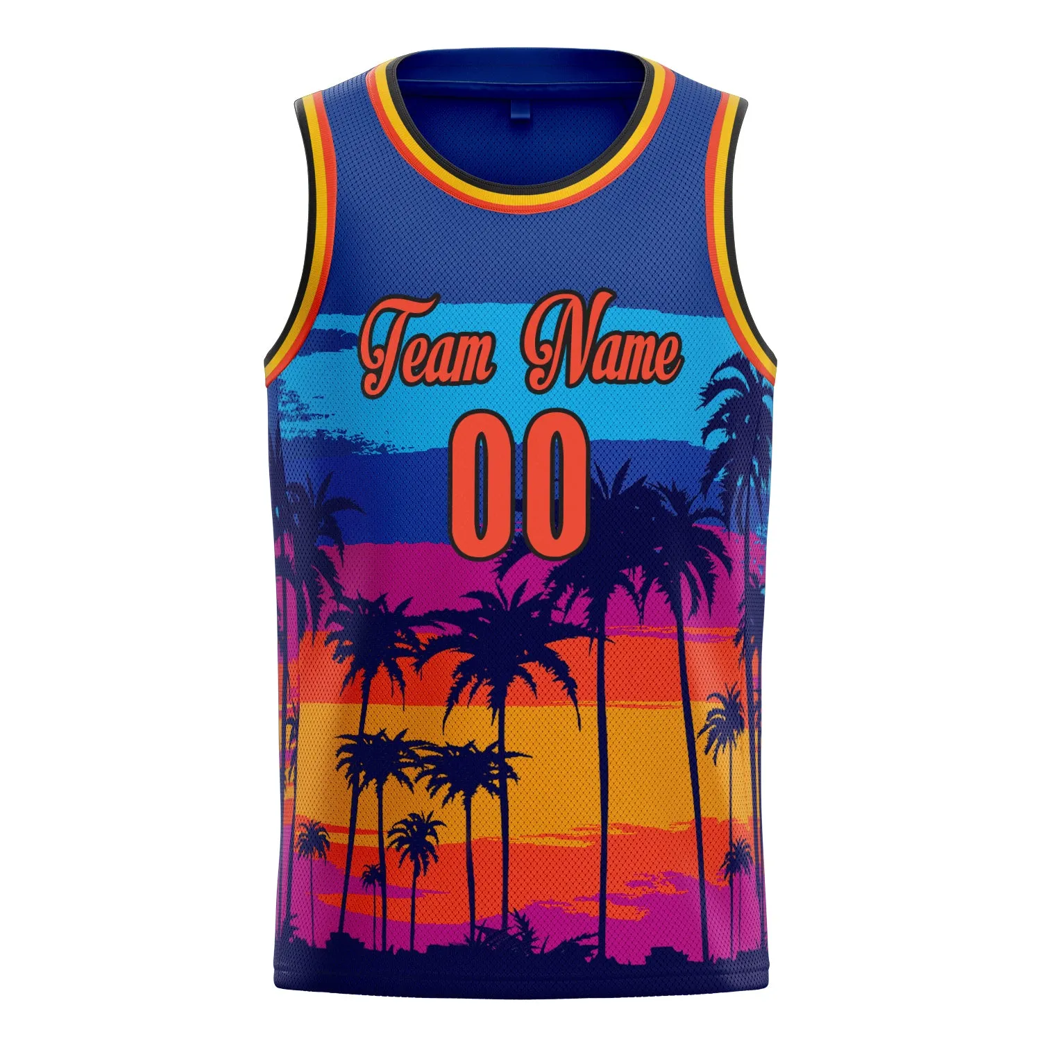Custom Royal Orange Tropical-Hawaii-Palm-Leaves Basketball Jersey sold by Tailorly product image thumbnail 2