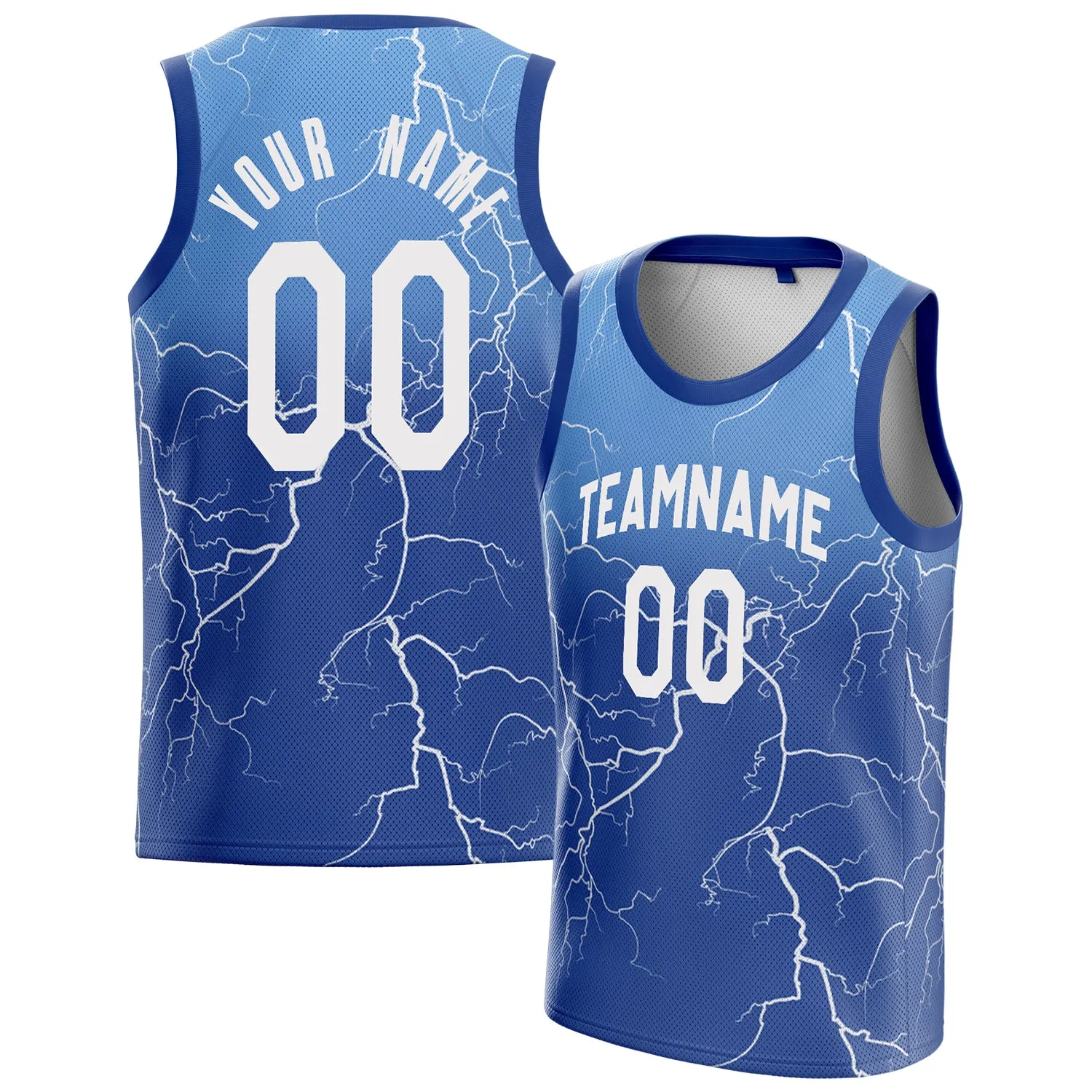Custom Royal White Lightning Basketball Jersey sold by Tailorly