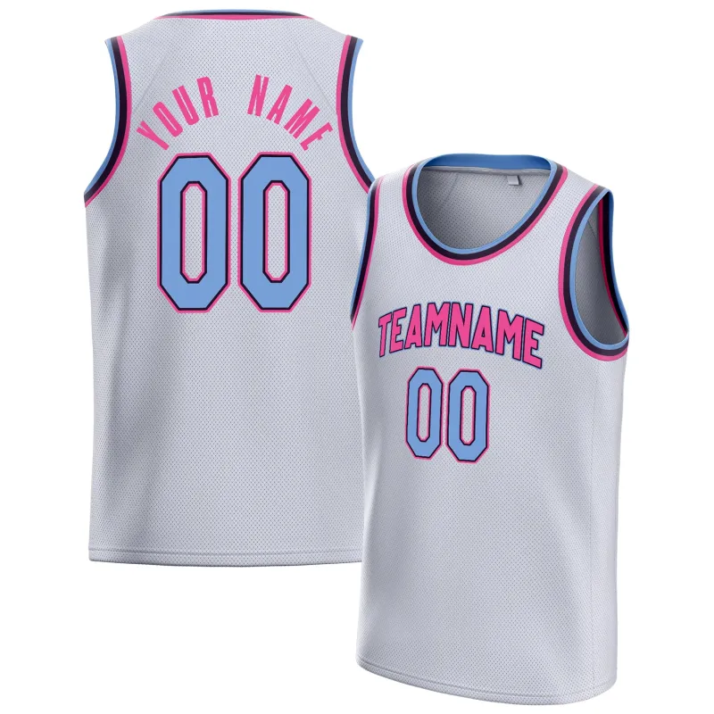Custom White Light-Blue Solid-Color Basketball Jersey sold by Tailorly